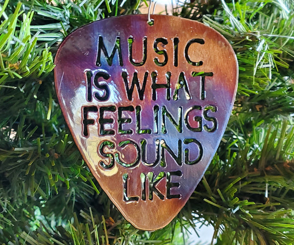 Music is What Feelings Sound Like Guitar Pick Christmas Holidays Ornament