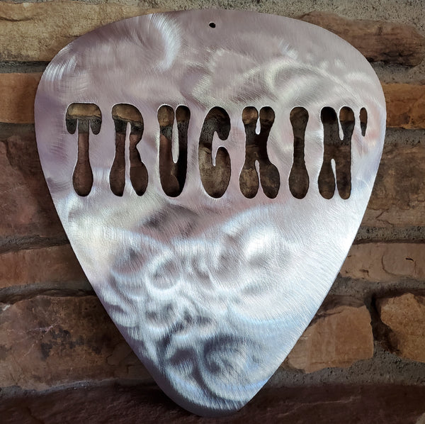 Grateful Dead Truckin' Guitar Pick Metal Art