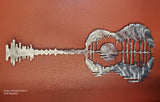 Guitar Sunset with Trees Metal Art