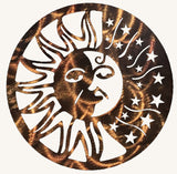Sunface with Stars Metal Art Sculpture - 12", 16", 22" or 28"