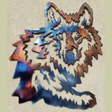 Wolf Head with Leg Metal Art (#102) - Mountain Metal Arts