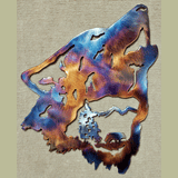 Wolf Head with Bear and Tree Interior (#104) - Mountain Metal Arts