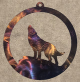 Wolf Howling in Circle Metal Art (#117) - Mountain Metal Arts