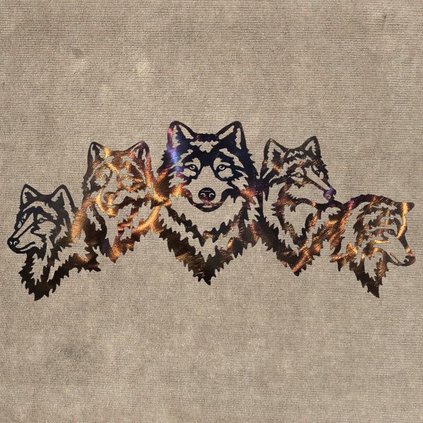Wolves - Family of Three Metal Art (#120) - Mountain Metal Arts