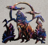 Wolf Howling with Trees, Moon and Cloud (#121) - Mountain Metal Arts