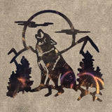 Wolf Howling with Trees, Moon and Cloud (#121) - Mountain Metal Arts