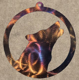 Wolf Head Howling In Circle Metal Art (#122) - Mountain Metal Arts