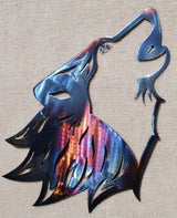 Wolf Head Howling with Cut Out Face Metal Art (#127) - Mountain Metal Arts