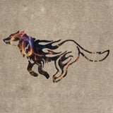 Wolf Running Cut Out and Flames Metal Art (#132) - Mountain Metal Arts