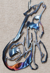 Wolf Sitting and Howling Cut Out Metal Art (#133) - Mountain Metal Arts