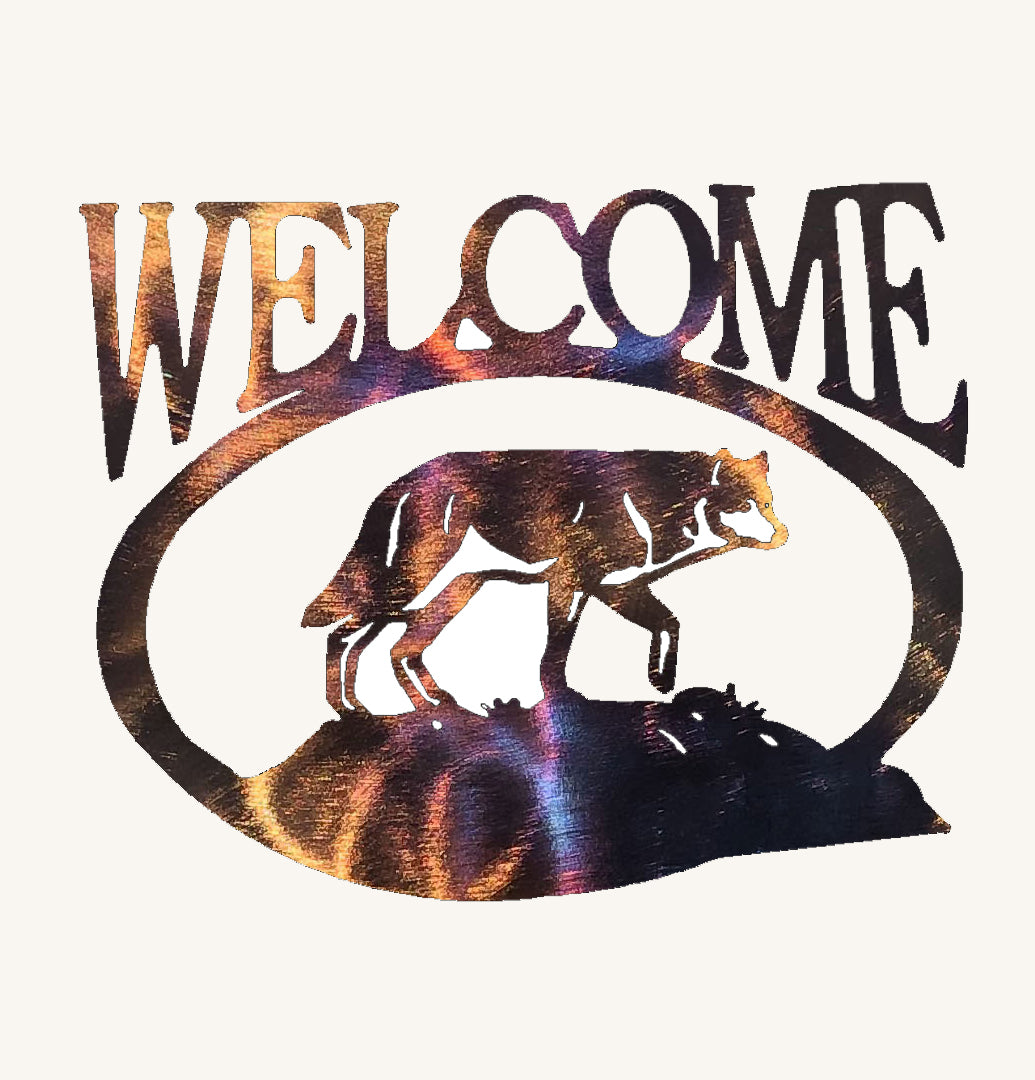 Wolf Welcome Sign (#135) – Mountain Metal Arts