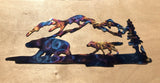 Wolf, Bear, Mountains and Trees Metal Art (#139) - Mountain Metal Arts