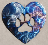Heart with Dog / Cat Paw Metal Art - Mountain Metal Arts