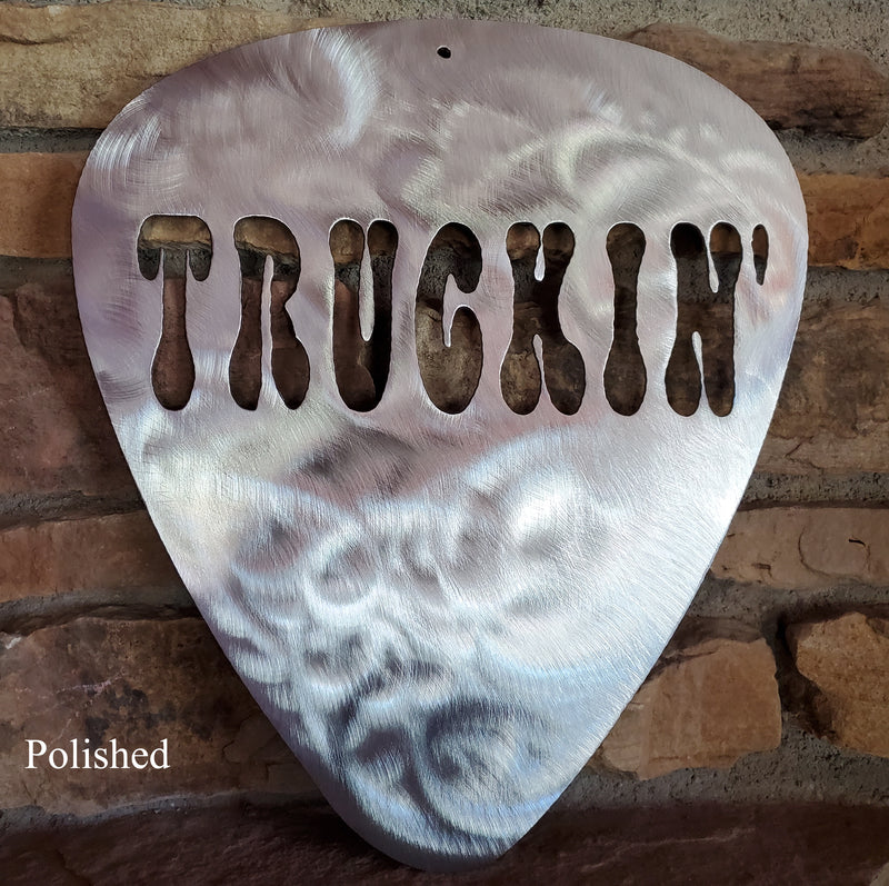 Grateful Dead Truckin' Guitar Pick Metal Art