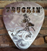 Grateful Dead Truckin' & Skeleton Guitar Pick Metal Art