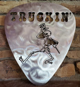 Grateful Dead Truckin' & Skeleton Guitar Pick Metal Art