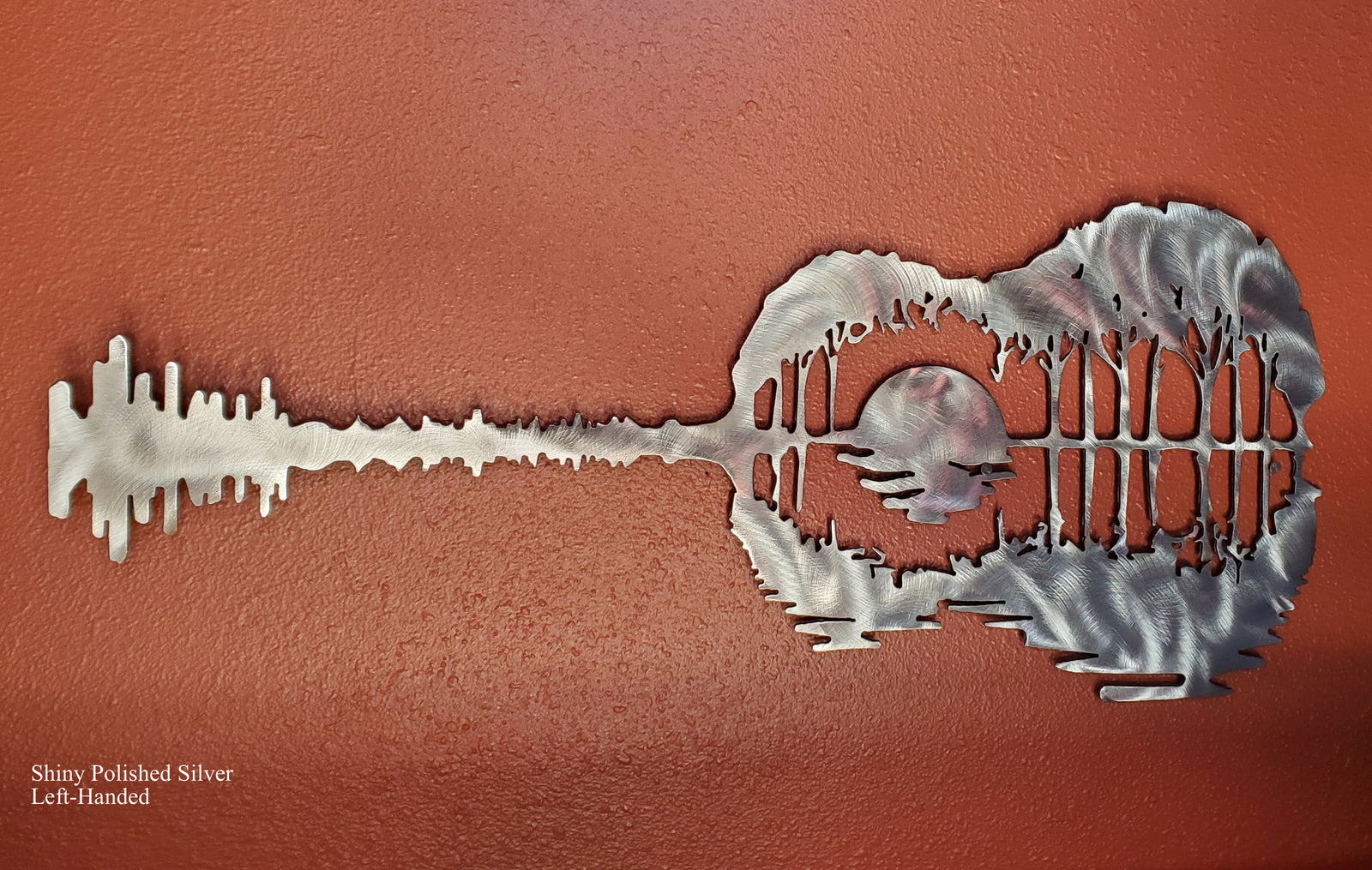 Guitar Sunset with Trees Metal Art – Mountain Metal Arts