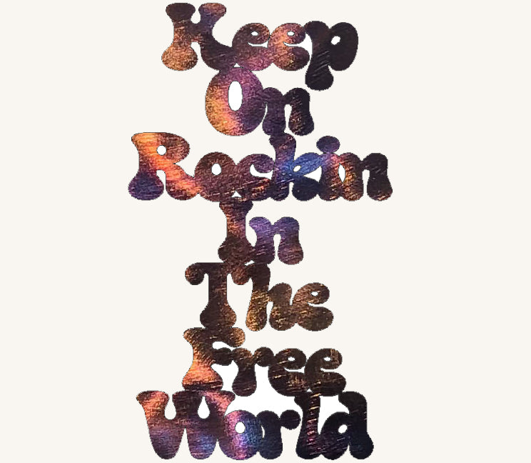 Keep on rockin in the free world cut out metal art mountain metal arts
