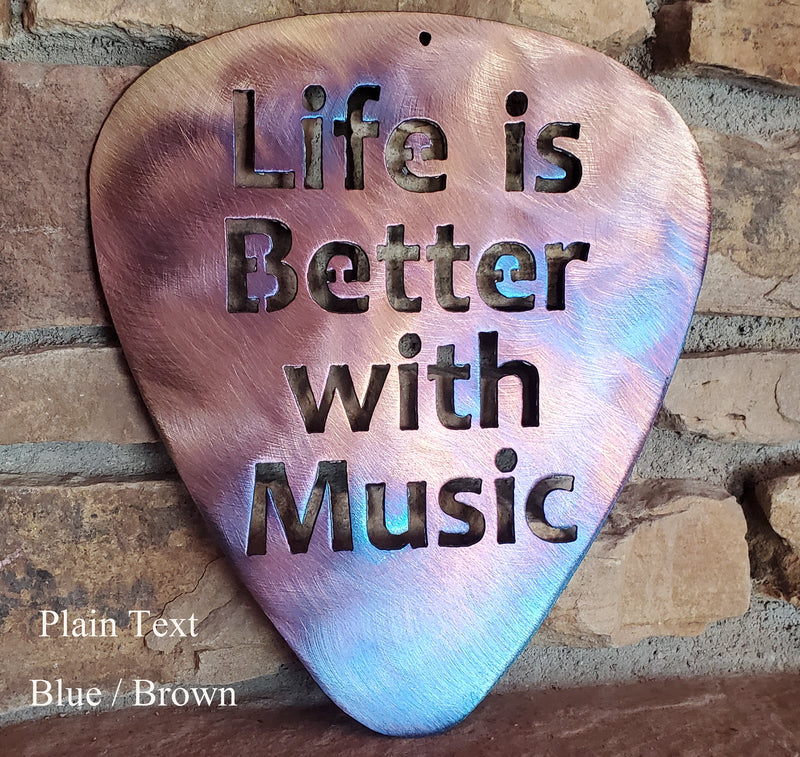 Life is Better with Music Guitar Pick Metal Art