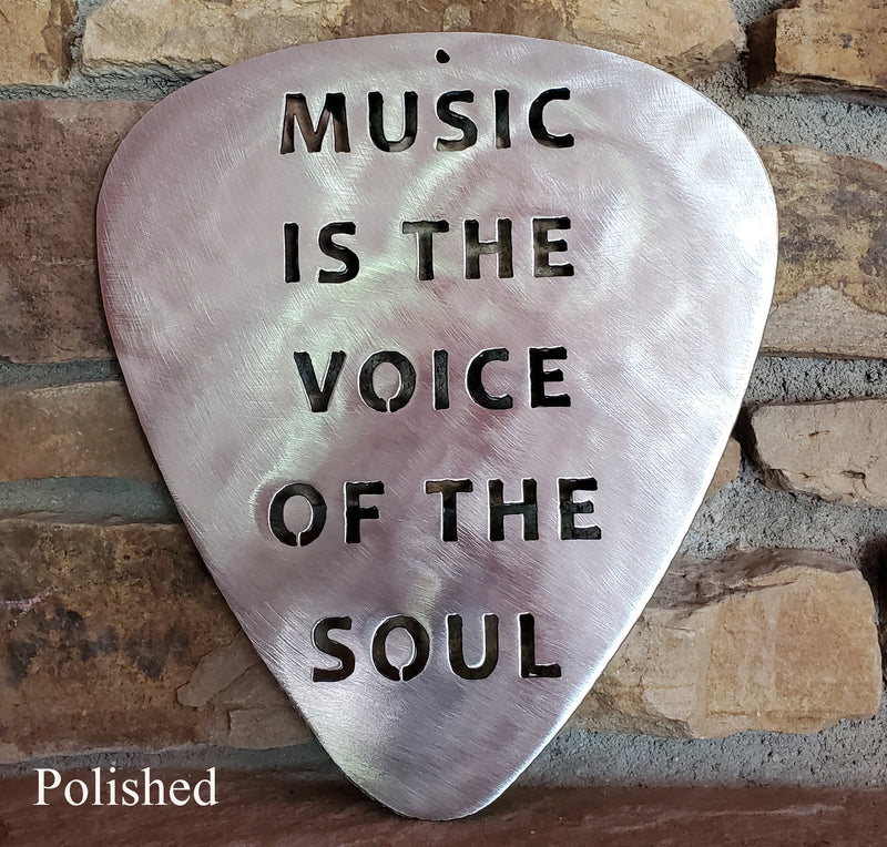 Music is the Voice of the Soul Guitar Pick Metal Art