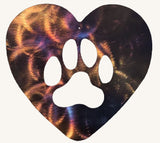 Heart with Dog / Cat Paw Metal Art