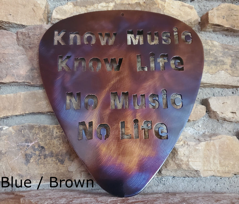Know Music Know Life, No Music No Life Guitar Pick Metal Art