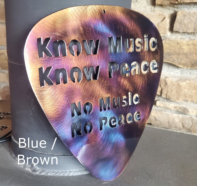 Know Music Know Peace, No Music No Peace Guitar Pick Metal Art