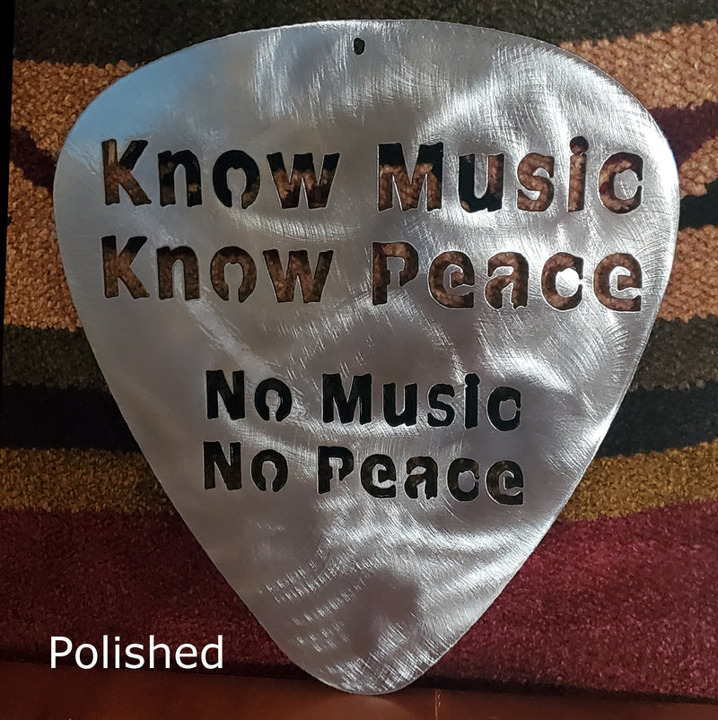 Know Music Know Peace, No Music No Peace Guitar Pick Metal Art