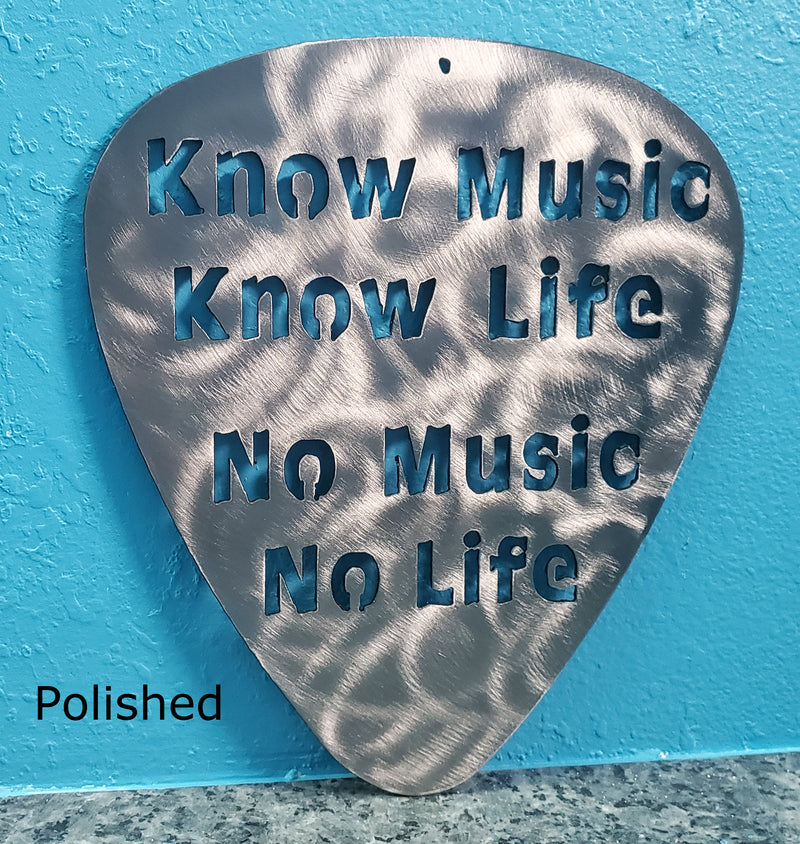 Know Music Know Life, No Music No Life Guitar Pick Metal Art