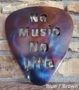 No Music, No Life Guitar Pick Metal Art