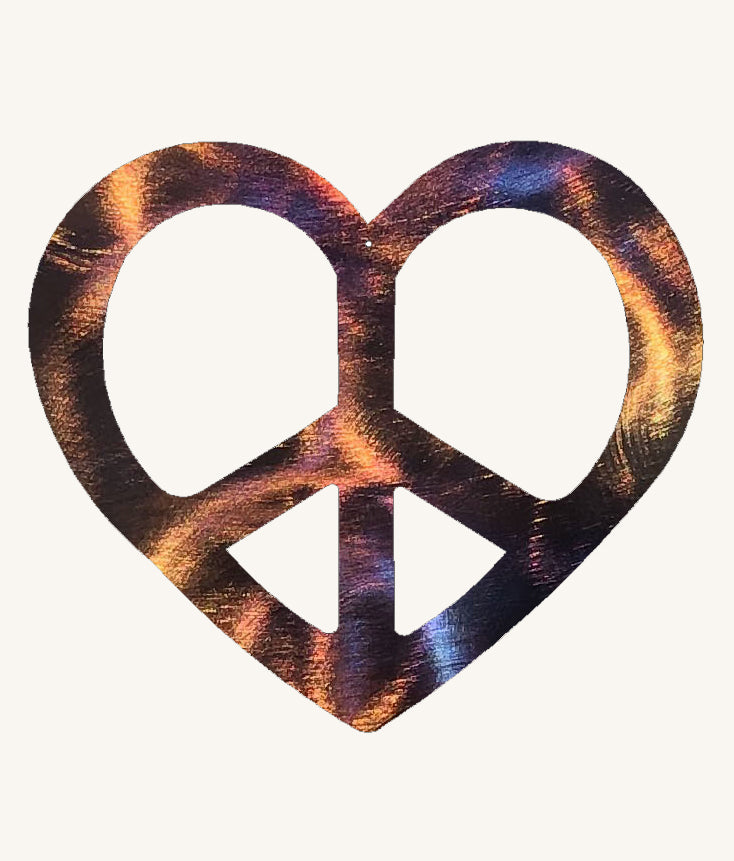 Peace Heart Metal Decoration