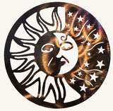 Sunface with Stars Metal Art Sculpture - 12", 16", 22" or 28"