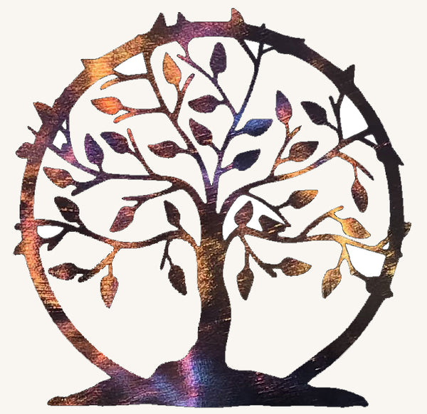 Tree of Life / Family Tree with Circle Metal Art Sculpture