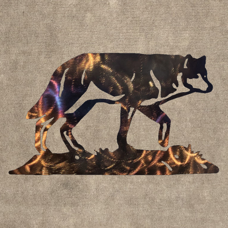 Wolf Walking Gently Metal Art (#105) - Mountain Metal Arts