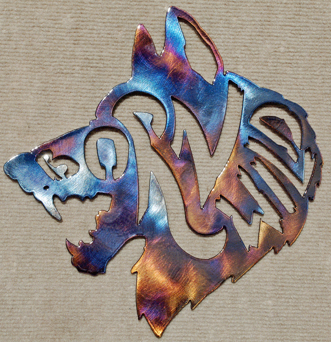 Wolf Head with "Born Wild" Cut Out Metal Art (#115) - Mountain Metal Arts