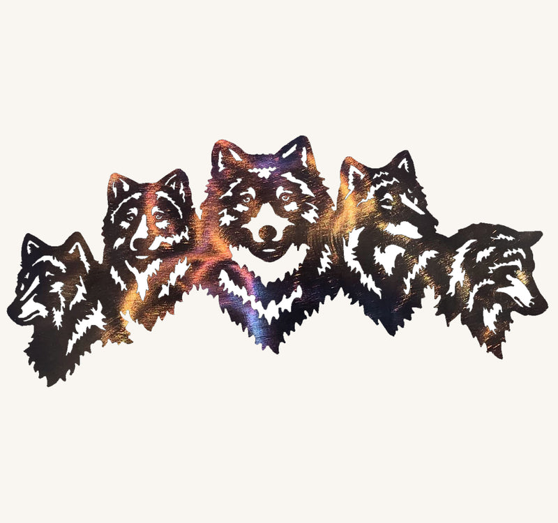 Wolves - Family of Five Metal Art (#120)