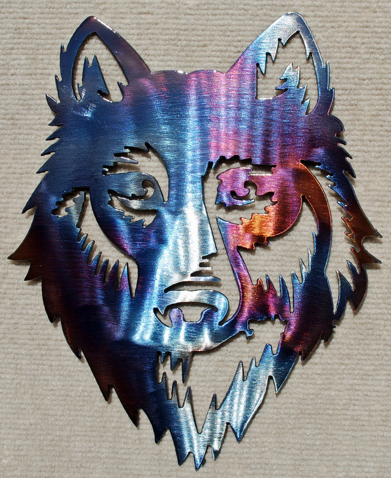 Wolf Face Front Metal Art (#126) - Mountain Metal Arts