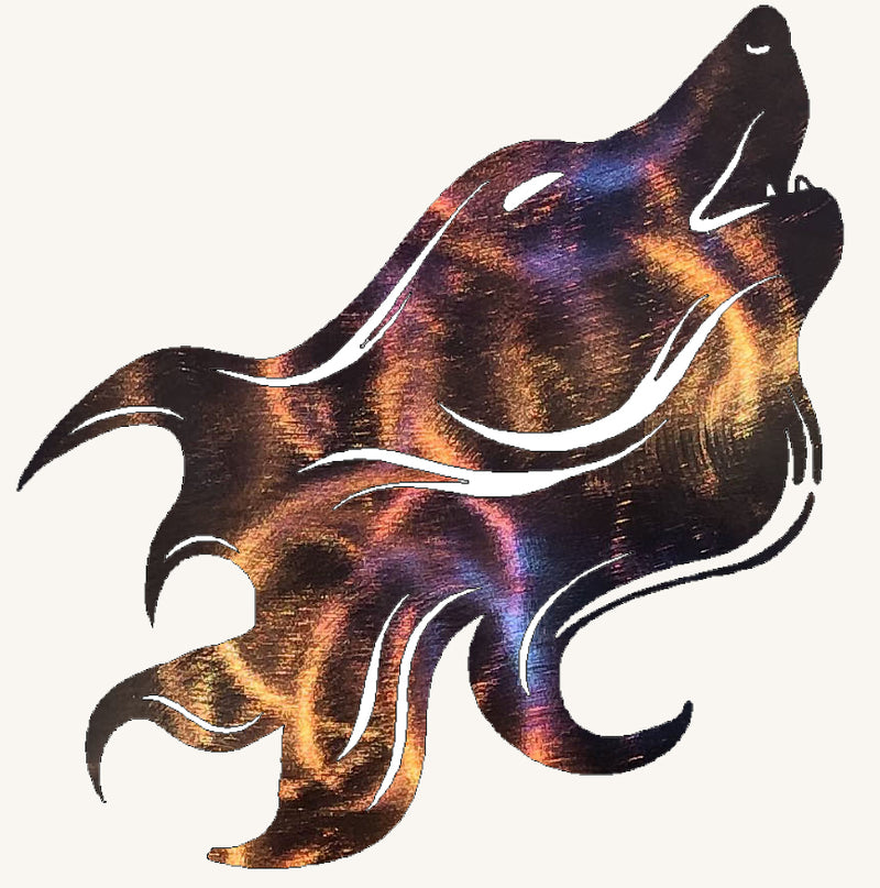 Wolf Head with Flowing Hair Metal Art (#131)