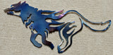Wolf Running Cut Out and Flames Metal Art (#132) - Mountain Metal Arts