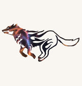 Wolf Running Cut Out and Flames Metal Art (#132)