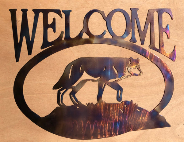 Wolf Welcome Sign (#135) - Mountain Metal Arts