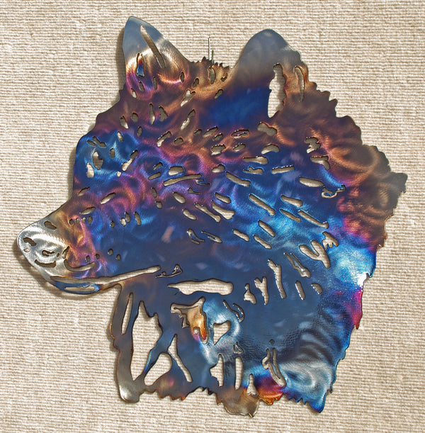 Wolf Head with Detail Metal Art (#136) - Mountain Metal Arts