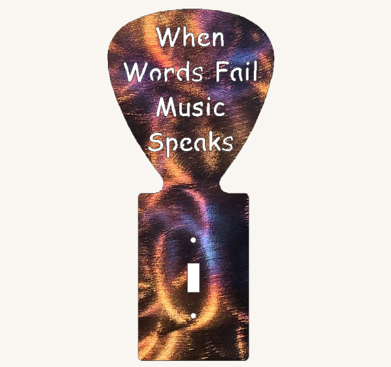 When Words Fail Music Speaks Guitar Pick Light Switch Cover