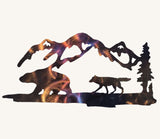 Wolf, Bear, Mountains and Trees Metal Art (#139)