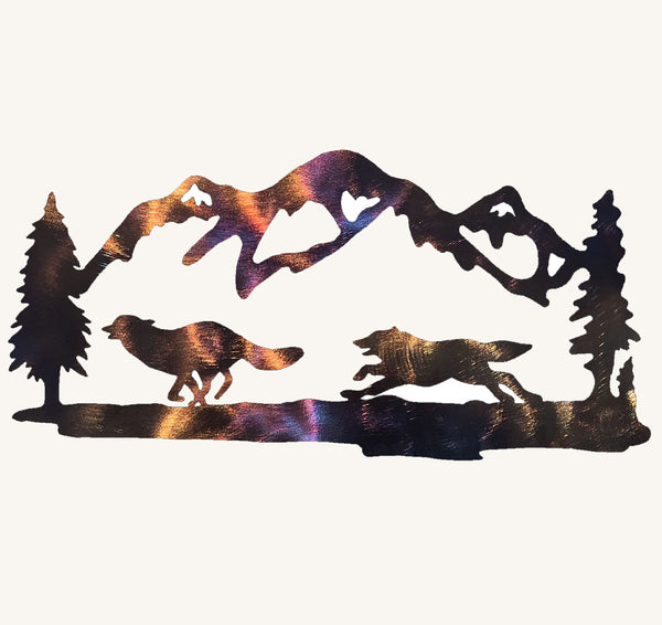 Wolves, Mountains and Trees Metal Art (#140)