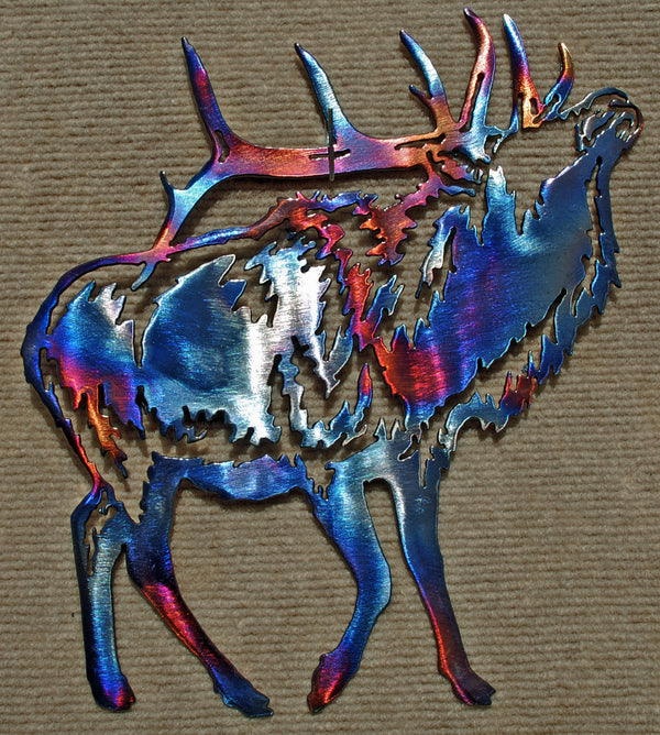 Bull Elk Metal Art Sculpture - Mountain Metal Arts